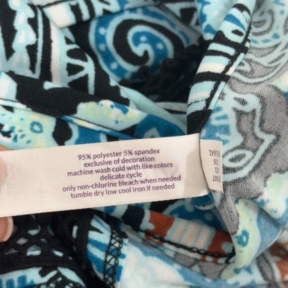 Swim by Cacique Blue Paisley Cover-Up Dress Size 18/20 Crochet Hem Keyhole Back - Picture 12 of 14